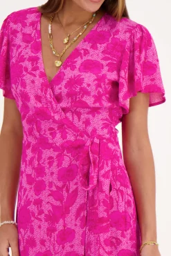 Robe Midi Rose à Imprimé Floral
