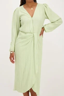 Robe Midi Verte à Chevauchement