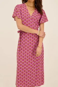 Robe Midi Violette à Motifs Cachemire