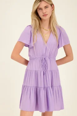 Robe Mi-longue Lilas Effet Satin