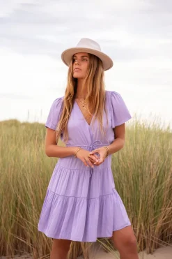 Robe Mi-longue Lilas Effet Satin