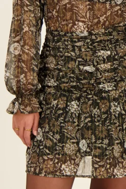 Robe Noire à Imprimé à Fleurs En Mousseline Et Lurex