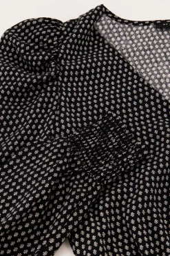 Robe Noire à Imprimé Trèfle