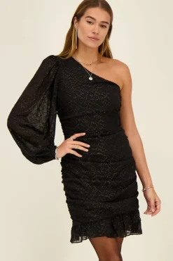 Robe Noire épaule Dénudée Avec Lurex