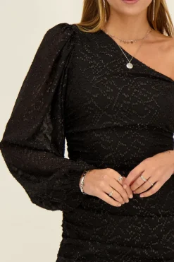 Robe Noire épaule Dénudée Avec Lurex