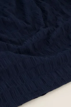 Robe Portefeuille Bleue En Tissu Gaufré