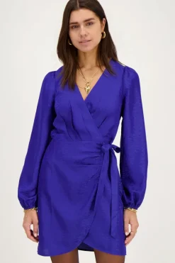 Robe Portefeuille Bleue Jacquard Zébré