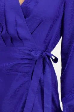 Robe Portefeuille Bleue Jacquard Zébré