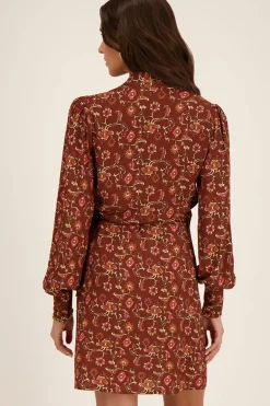 Robe Portefeuille Marron Avec Imprimé Graphique