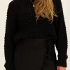 Robe Portefeuille Noire à Double Nœud