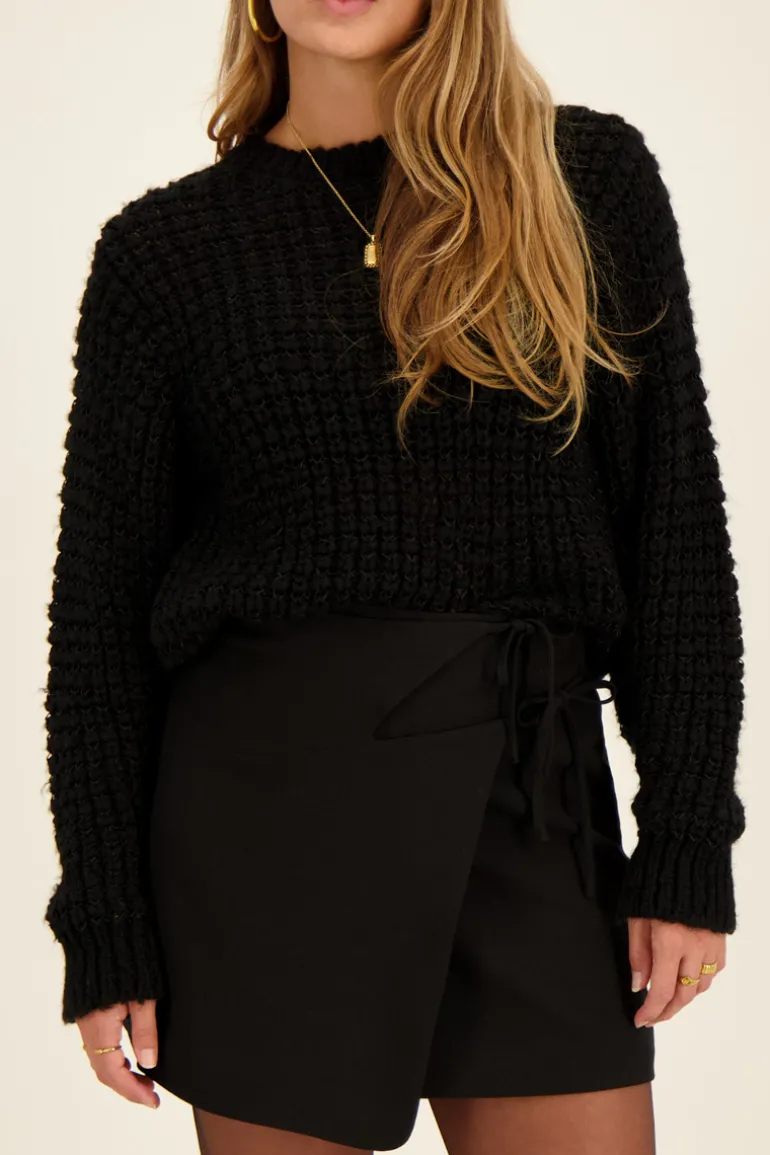 Robe Portefeuille Noire à Double Nœud