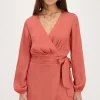 Robe Portefeuille Orange Avec Ceinture