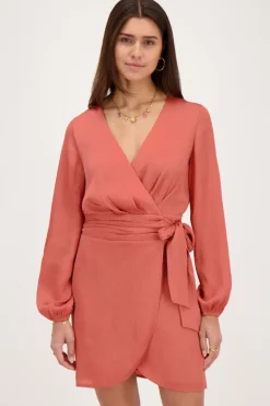 Robe Portefeuille Orange Avec Ceinture