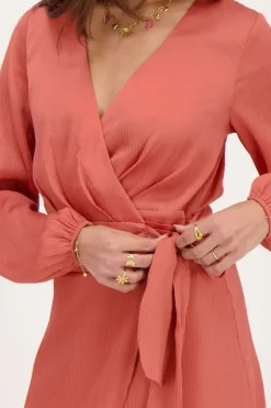 Robe Portefeuille Orange Avec Ceinture