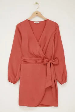 Robe Portefeuille Orange Avec Ceinture