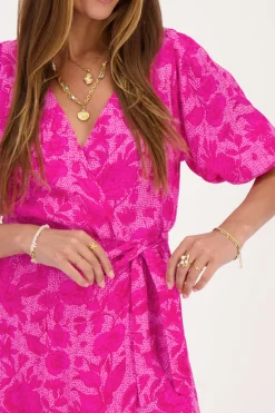 Robe Portefeuille Rose à Imprimé Floral
