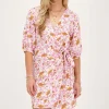 Robe Portefeuille Rose Hydrophile à Imprimé Floral