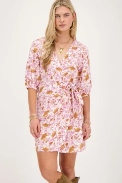Robe Portefeuille Rose Hydrophile à Imprimé Floral