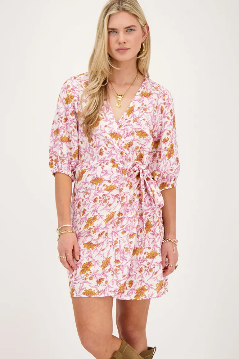 Robe Portefeuille Rose Hydrophile à Imprimé Floral