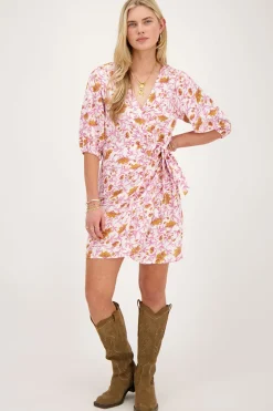 Robe Portefeuille Rose Hydrophile à Imprimé Floral