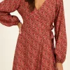 Robe Portefeuille Rouge à Imprimé Floral