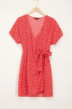 Robe Portefeuille Rouge Avec Imprimé Fantaisie