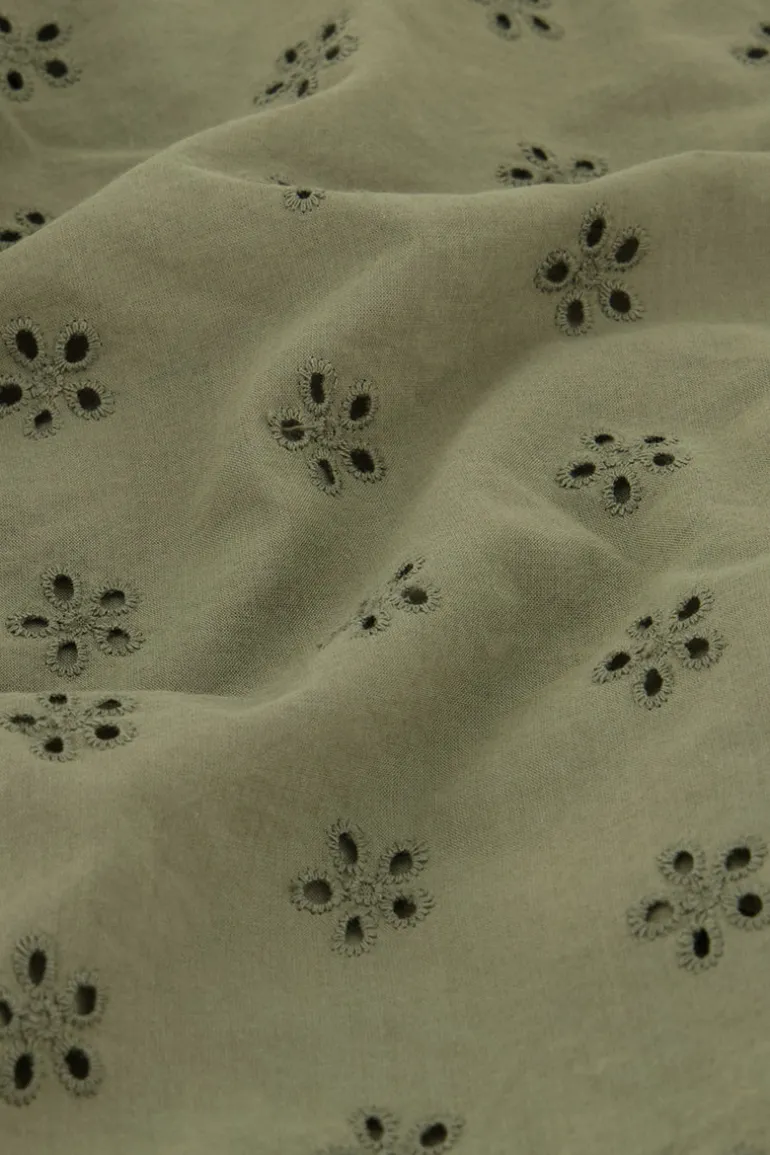 Robe Portefeuille Verte Avec Broderie Florale