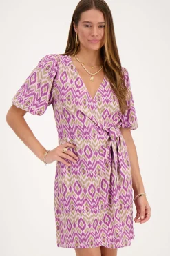 Robe Portefeuille Violette Avec Imprimé Aztèque