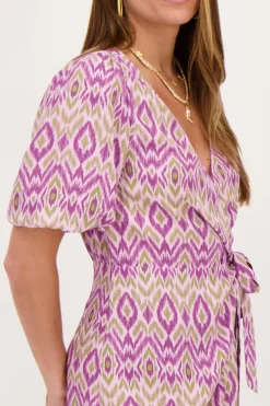 Robe Portefeuille Violette Avec Imprimé Aztèque