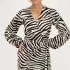 Robe Portefeuille Zébrée Noir Et Beige