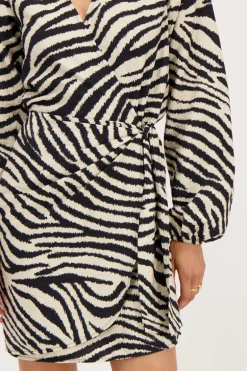 Robe Portefeuille Zébrée Noir Et Beige