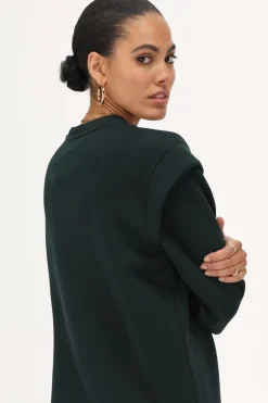 Robe Pull Vert Foncé Avec Rembourrage Aux épaules
