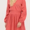 Robe Rose Corail Avec Col En V