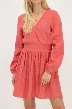 Robe Rose Corail Avec Col En V