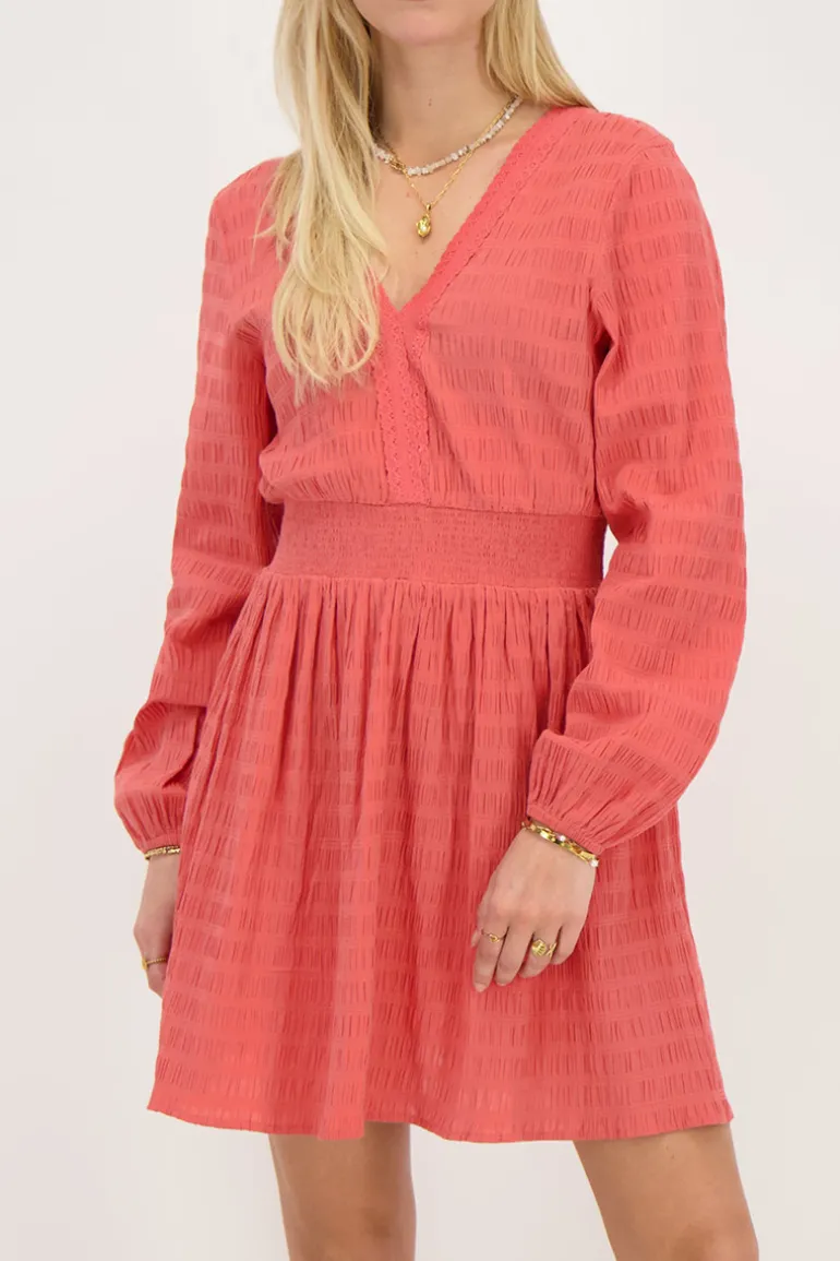 Robe Rose Corail Avec Col En V