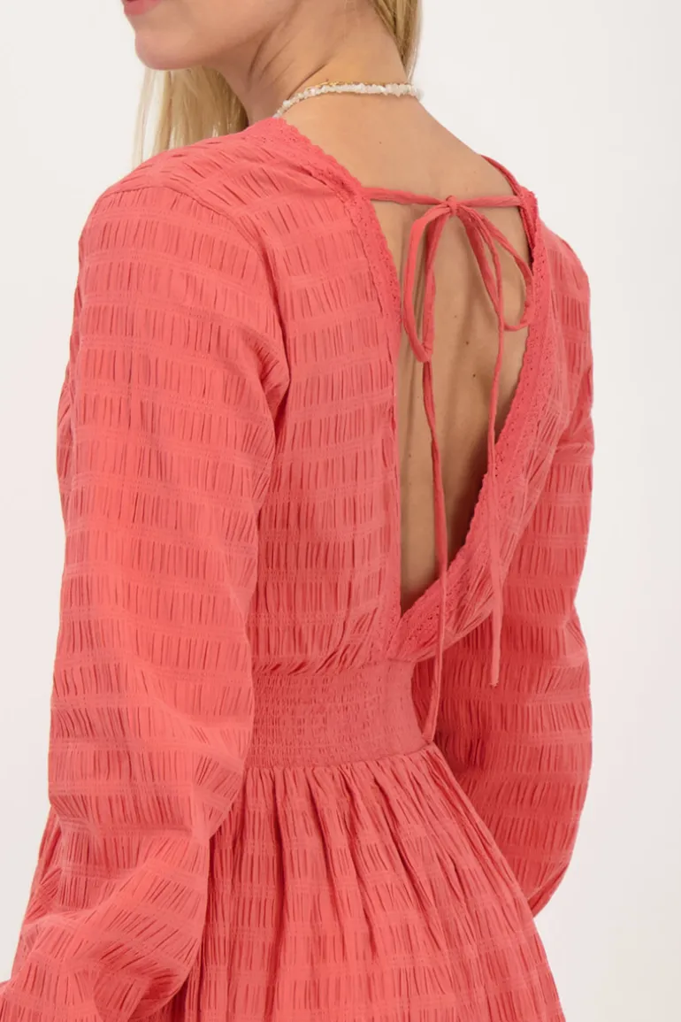 Robe Rose Corail Avec Col En V