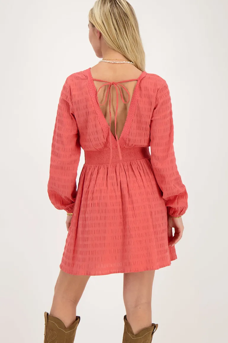 Robe Rose Corail Avec Col En V