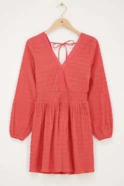 Robe Rose Corail Avec Col En V