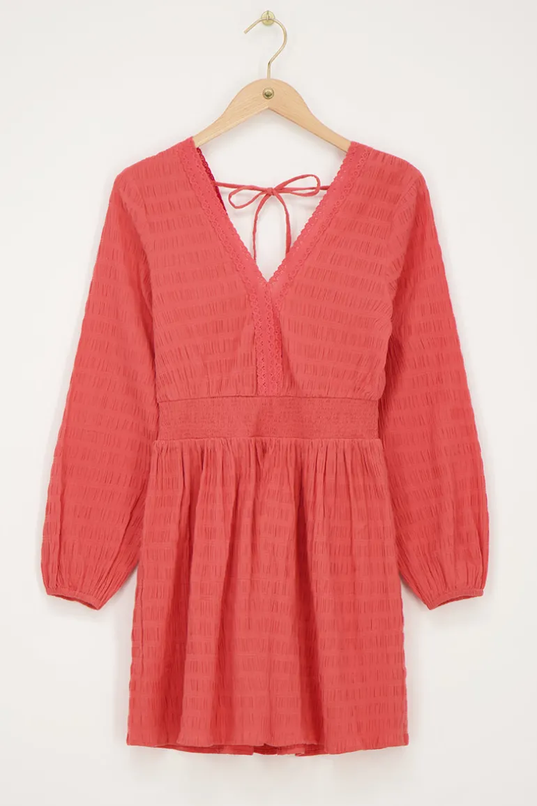 Robe Rose Corail Avec Col En V