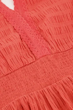 Robe Rose Corail Avec Col En V