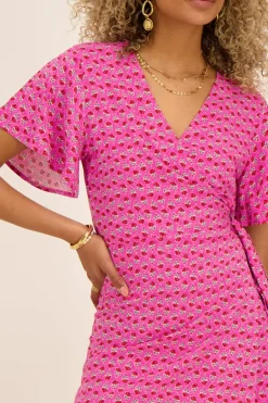 Robe Rose Portefeuille à Imprimé Bikini