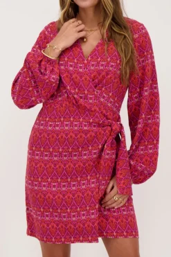 Robe Rouge à Imprimé Aztèque