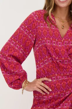 Robe Rouge à Imprimé Aztèque