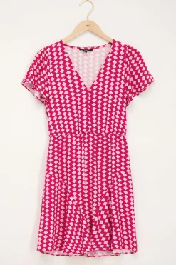 Robe Rouge à Imprimé Bohème