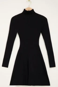 Robe Trapèze Côtelée Noire