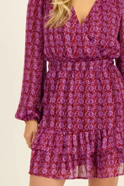Robe Violette à Imprimé Floral Et Lurex