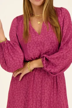 Robe Violette En Jacquard à Manches Longues