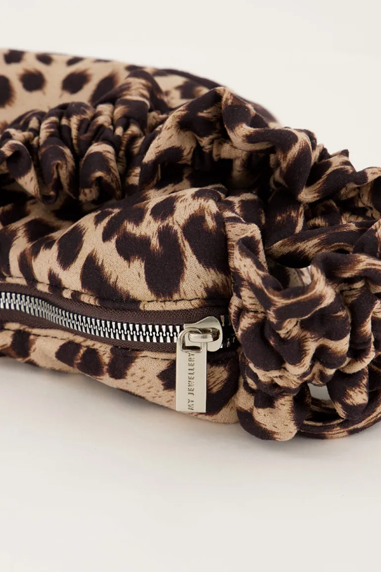 Sac à Bandoulière à Volants Imprimé Léopard