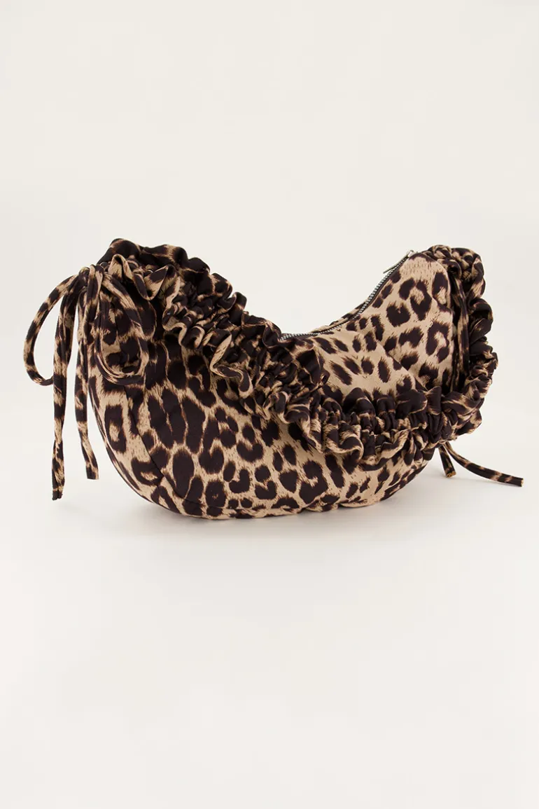 Sac à Bandoulière à Volants Imprimé Léopard