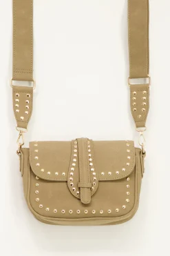 Sac à Bandoulière Beige Avec Clous Dorés